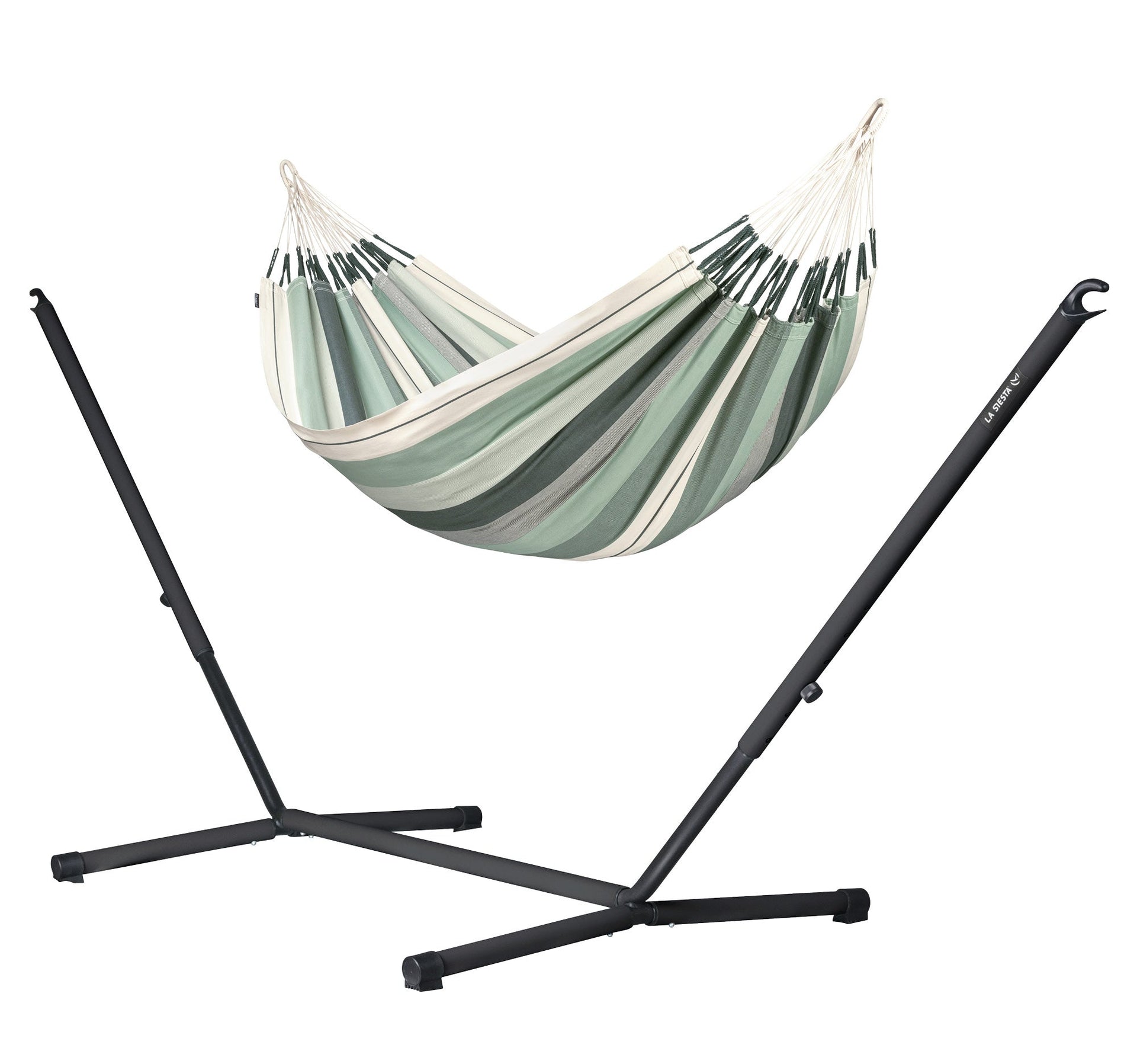 Nautico Anthracite Organic Olive - Organic Cotton Kingsize Hammock with Powder Coated Steel Stand