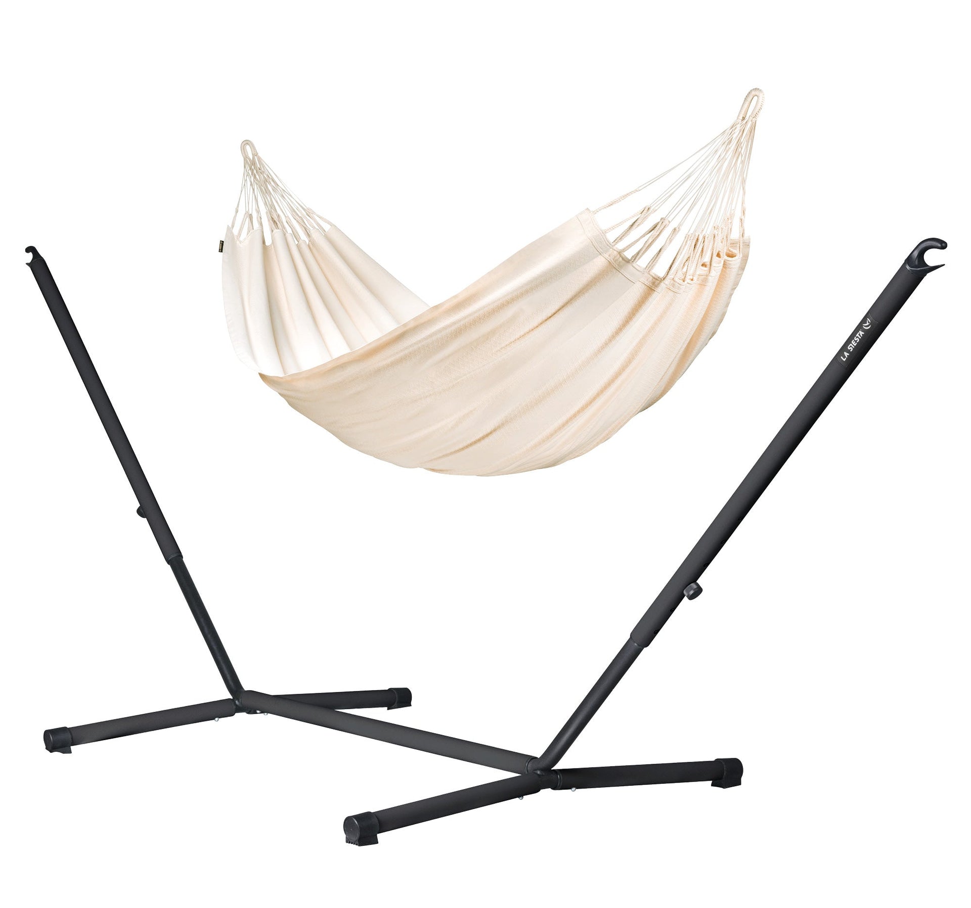 Nautico Anthracite Organic Latte - Organic Cotton Kingsize Hammock with Powder Coated Steel Stand