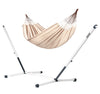 Nautico Cool Grey Organic Nougat - Organic Cotton Double Hammock with Powder Coated Steel Stand