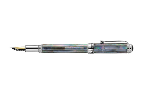 Maestro® Black Mother of Pearl Fountain Pen (Medium Nib) and Ballpoint Pen Set - Platinum Plated
