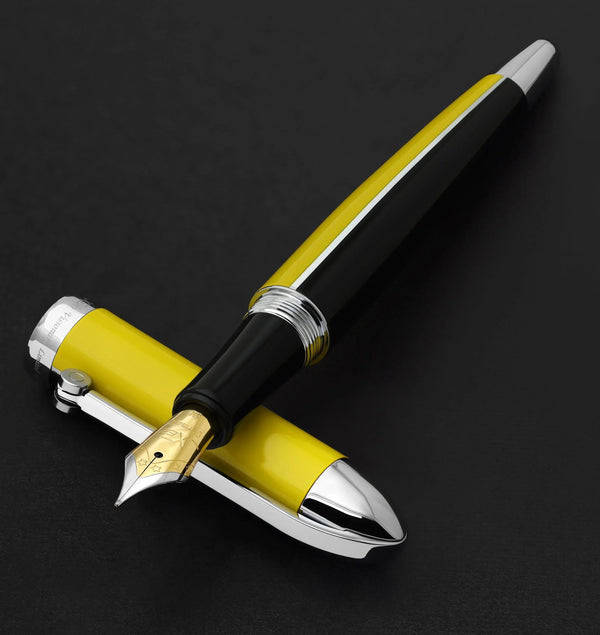 Visionary® Brass & Aluminum Enameled Fountain Pen (Medium Nib) - Speed Yellow / Black - Gifts for You 'n Me