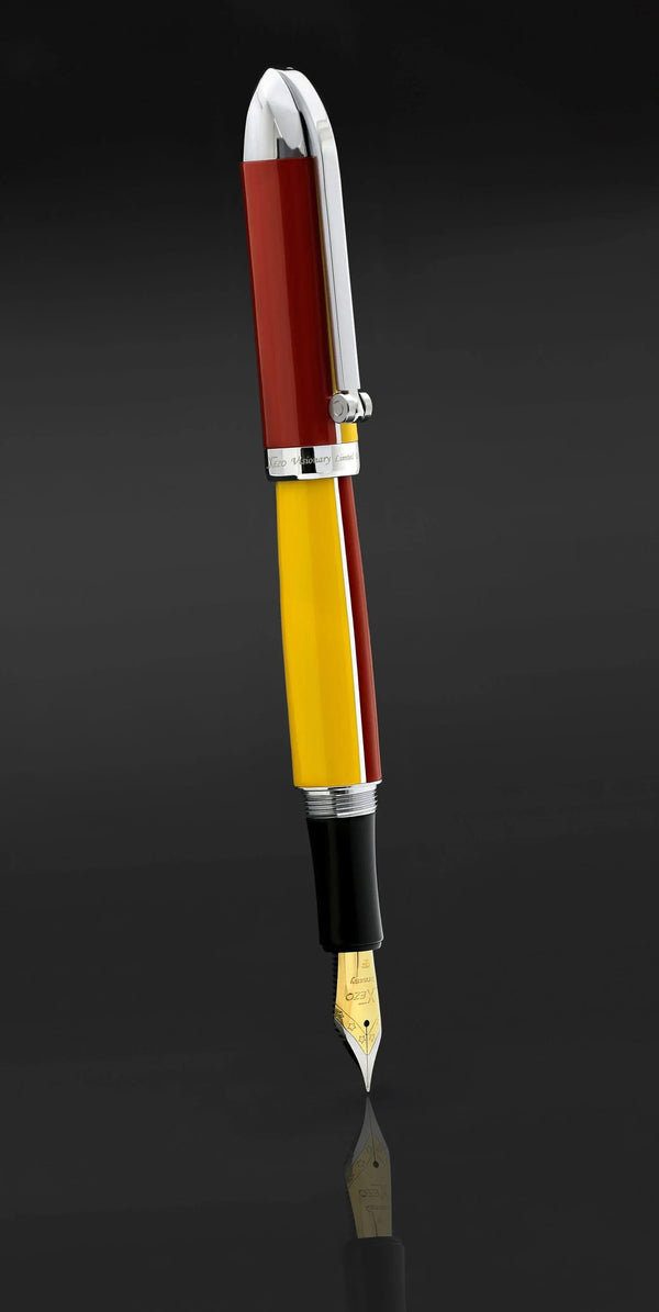 Visionary® Brass & Aluminum Enameled Fountain Pen (Fine Nib) - Aspen Gold / Red - Gifts for You 'n Me