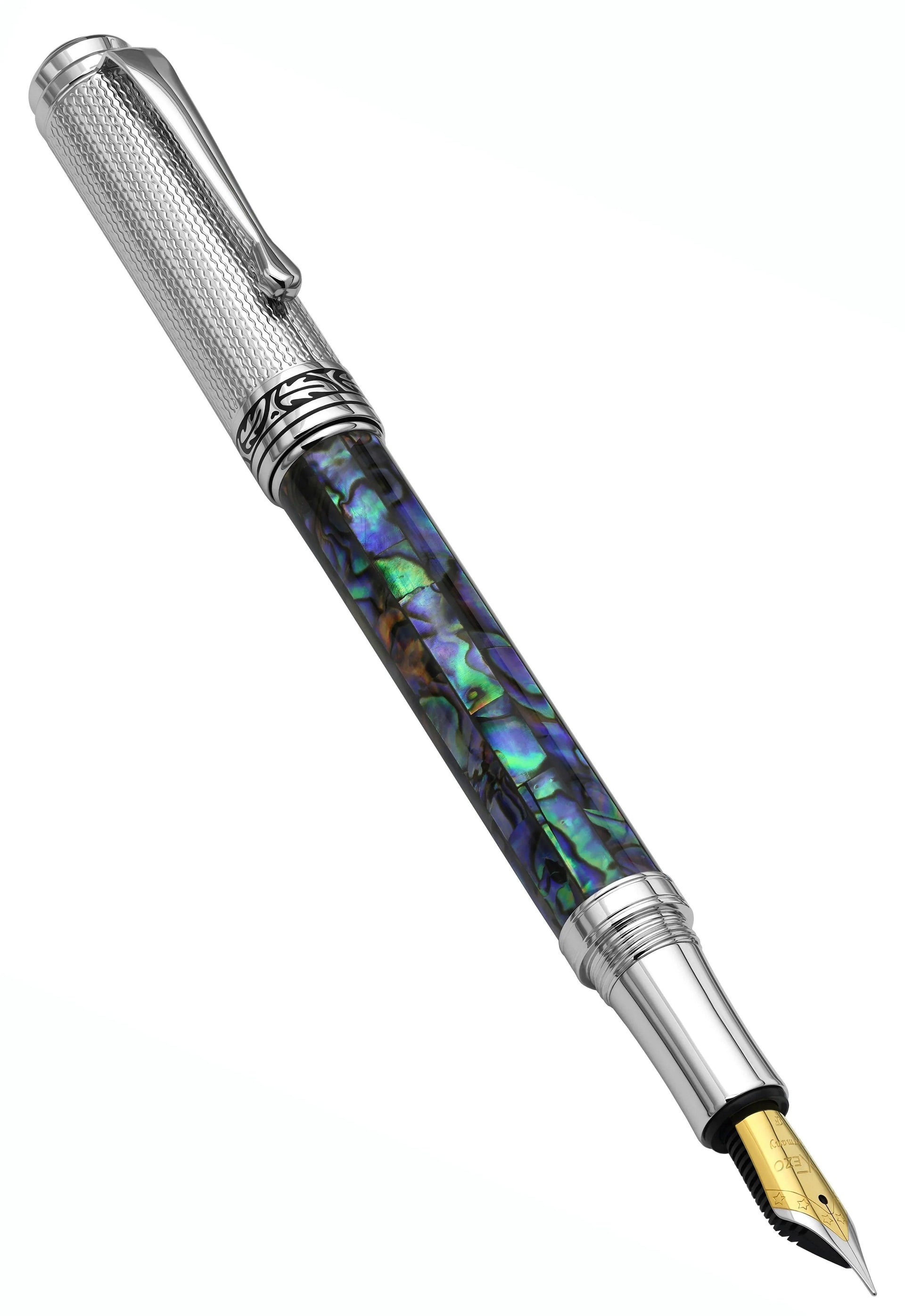 Maestro® Paua Abalone Sea Shell Fountain Pen (Fine Nib) - Chrome Plated - Gifts for You 'n Me