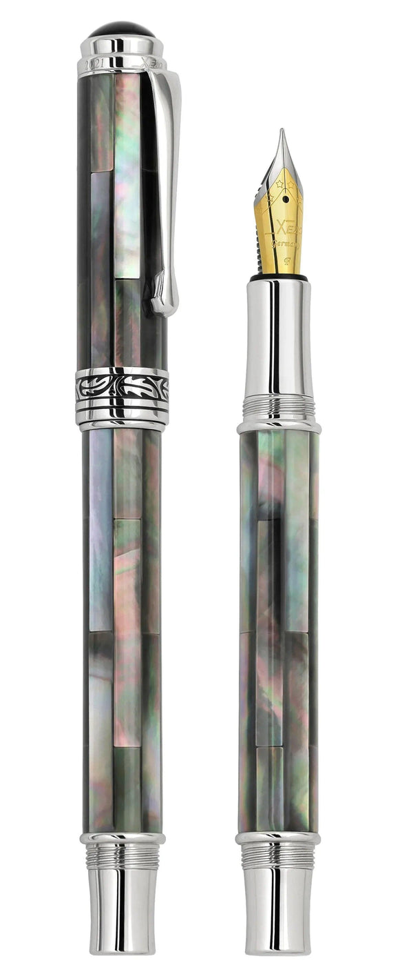 Maestro® Black Mother of Pearl & Platinum Plated Fountain Pen (Fine / Extra Fine Nib) - Gifts for You 'n Me