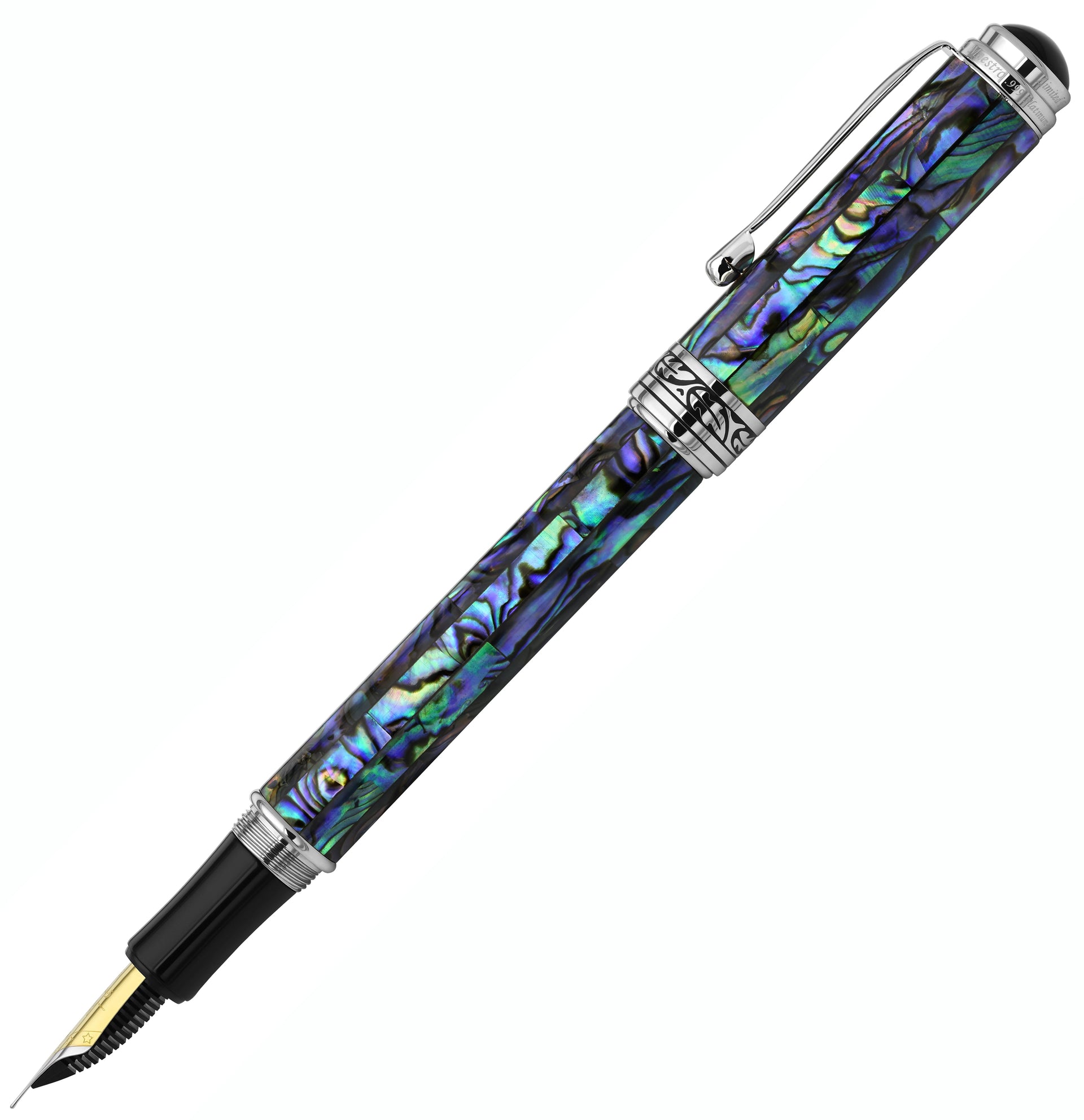Maestro® Paua Abalone Sea Shell Fountain Pen (Fine Nib) - Platinum Plated