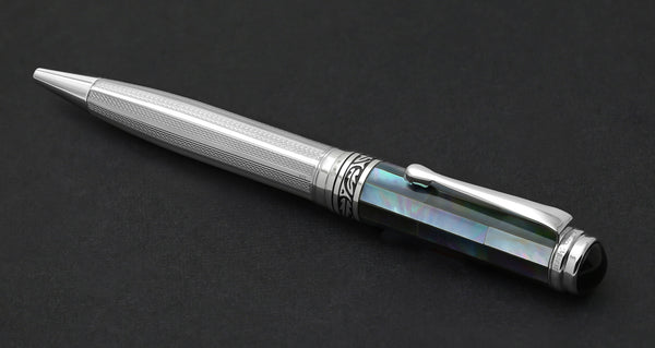 Xezo Maestro® 925 Sterling Silver Ballpoint Pen - Black Mother of Pearl Cap