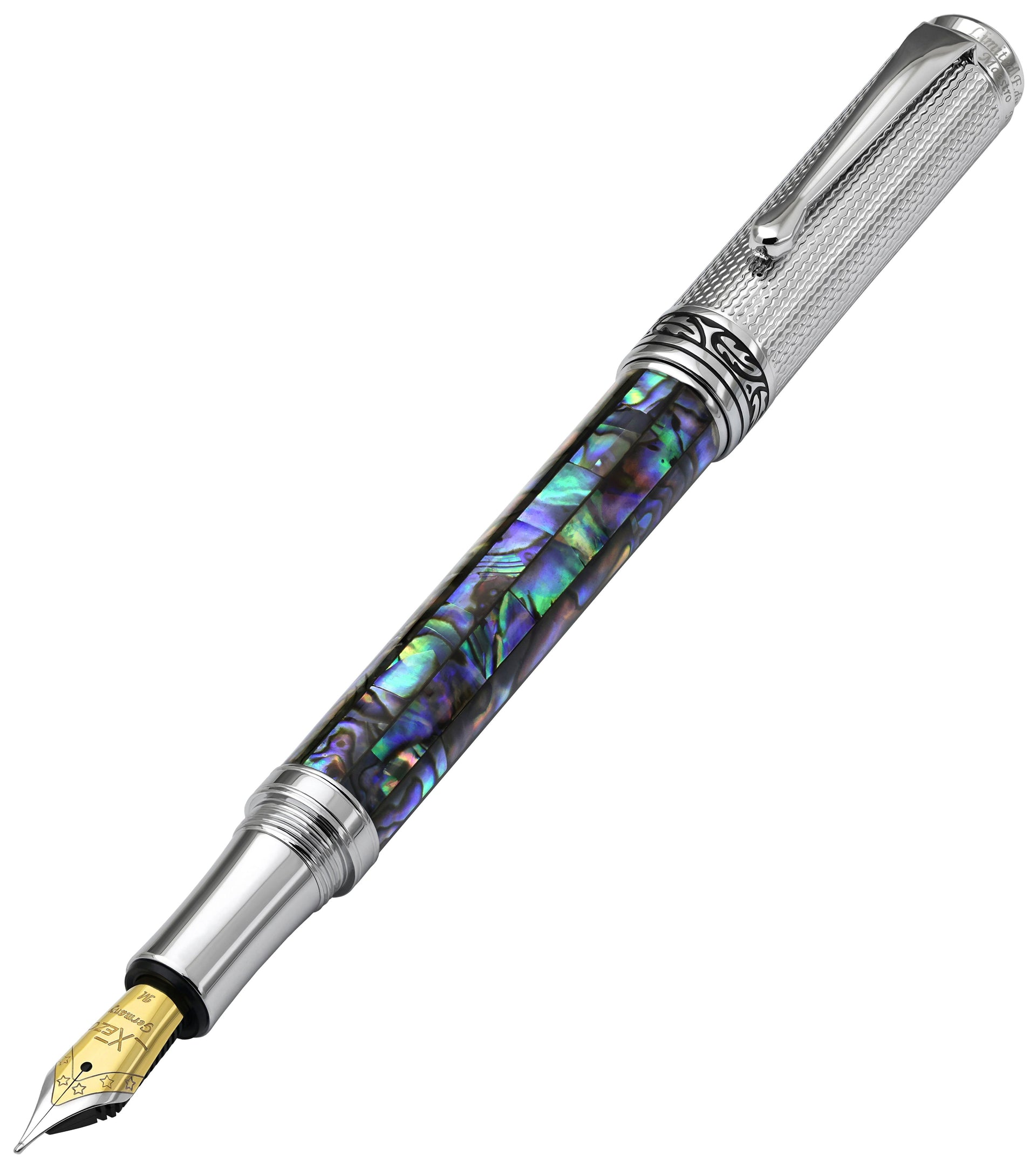 Maestro® Paua Abalone Sea Shell Fountain Pen (Medium Nib) - Chrome Plated