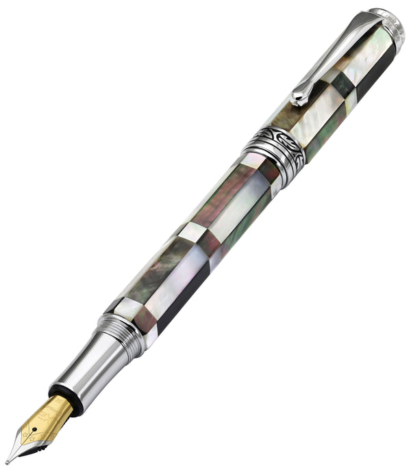 Xezo Maestro® Vintage Collection Fountain Pen (Medium Nib) - Black and White Mother of Pearl