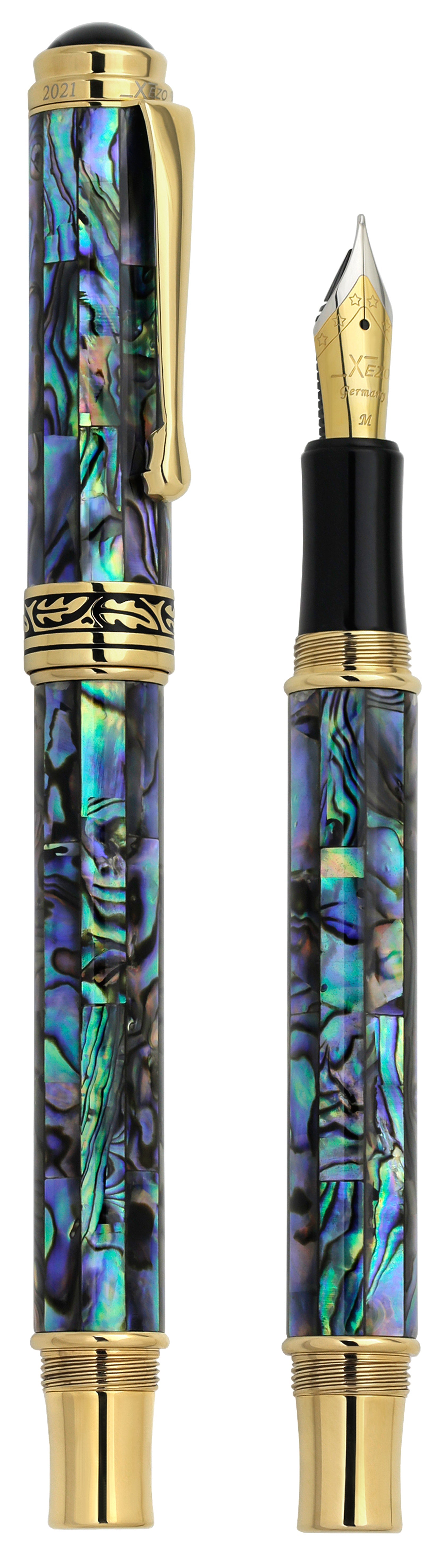 Maestro® Paua Abalone Sea Shell Fountain Pen (Medium Nib) - 18K Gold Plated