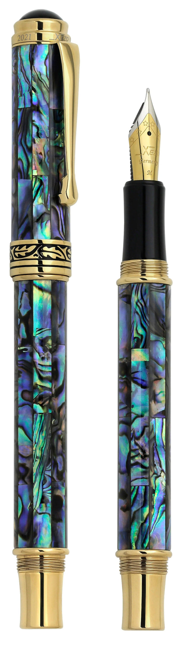 Maestro® Paua Abalone Sea Shell Fountain Pen (Medium Nib) - 18K Gold Plated - Gifts for You 'n Me