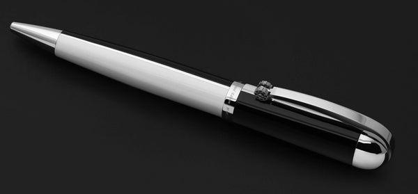 Visionary® Brass & Aluminum Enameled Ballpoint Pen - Black / White - Gifts for You 'n Me