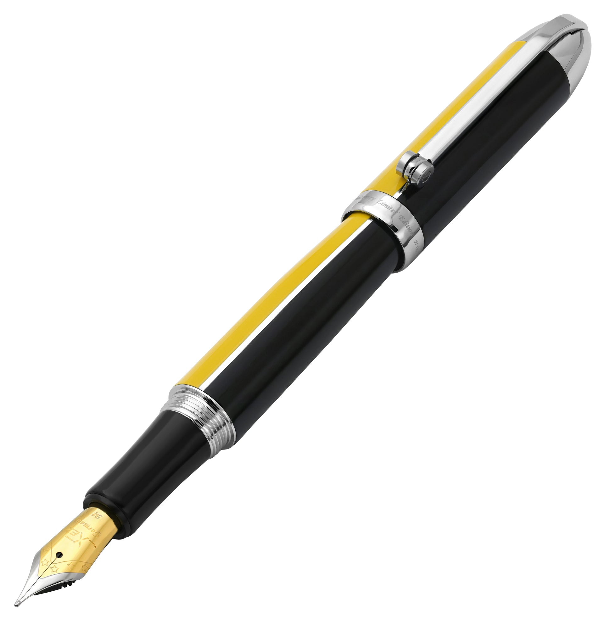 Visionary® Brass & Aluminum Enameled Fountain Pen (Medium Nib) - Speed Yellow / Black