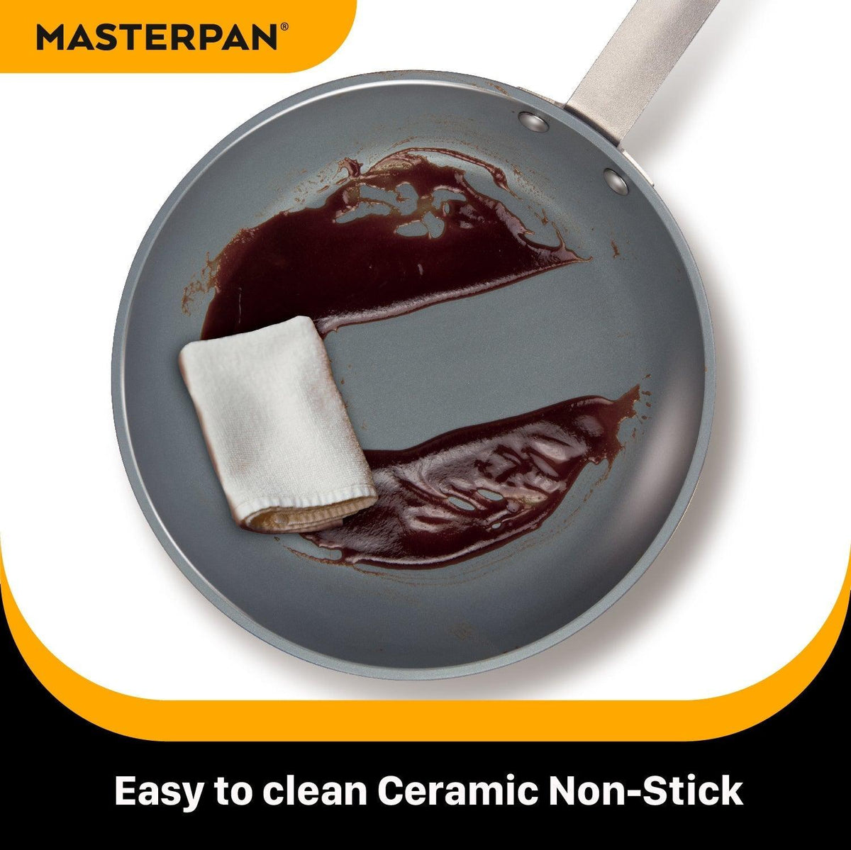 MASTERPAN Ceramic Nonstick Stovetop Oven Frypan & Skillet & Stainless Steel Lid Set, Azure Color 9.5