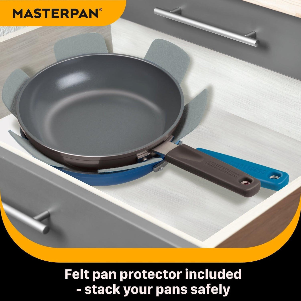 MASTERPAN Ceramic Nonstick Stovetop Oven Frypan & Skillet with Stainless Steel Lid & Utensils, Grey 9.5