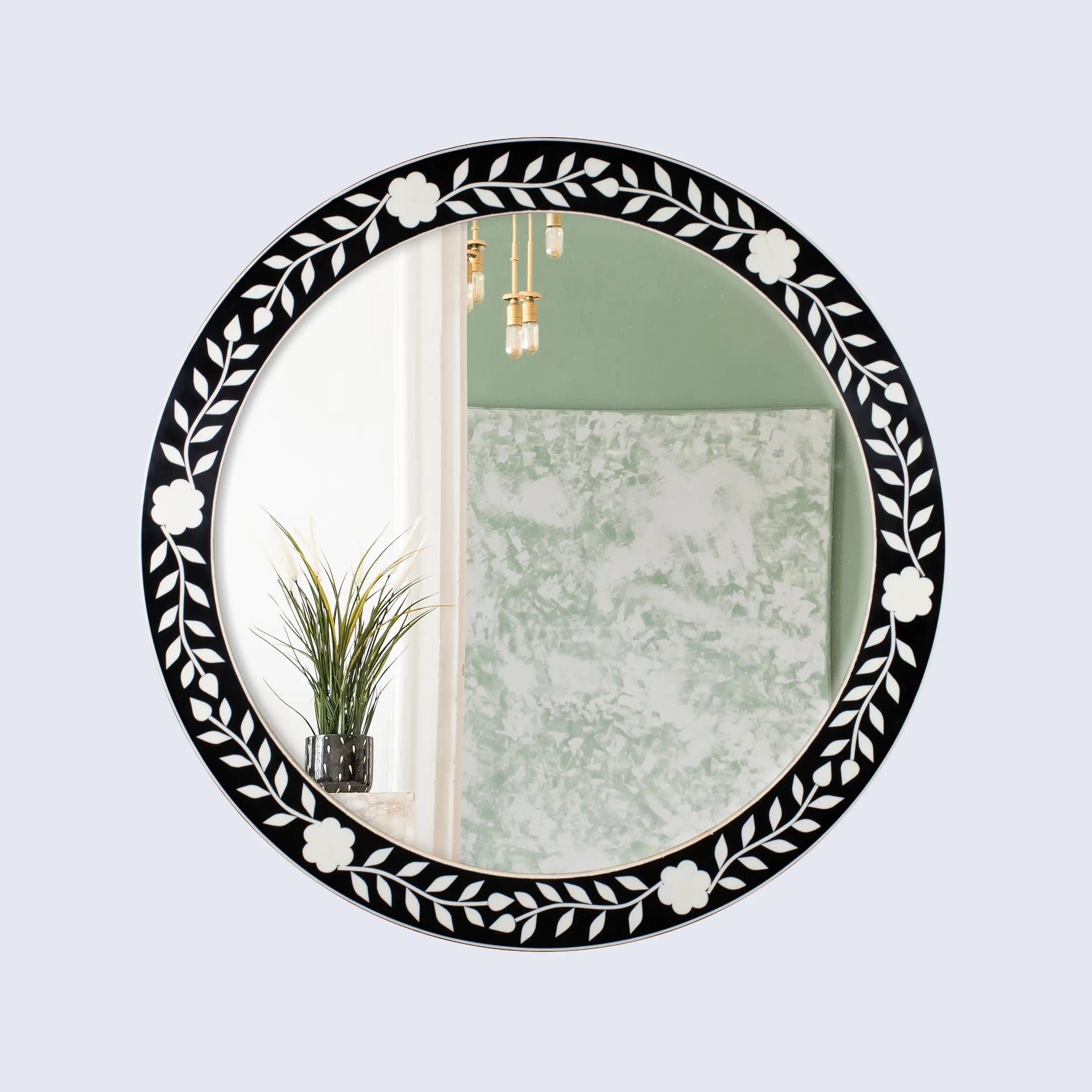 Bone Inlay Chaucer-Queen Round Wall Mirror, 28
