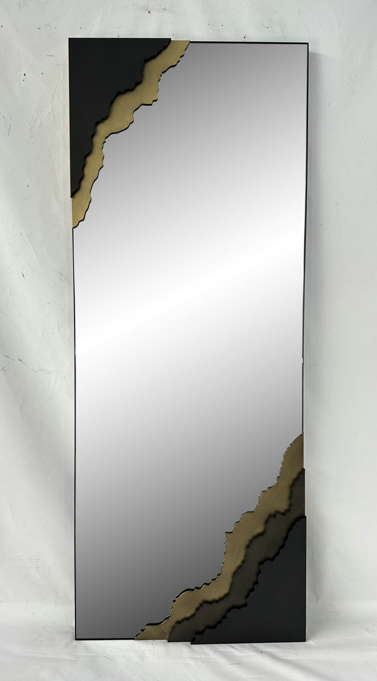 Contour Reflections: Dual-Tone Metal Frame Floor and Wall Mirror