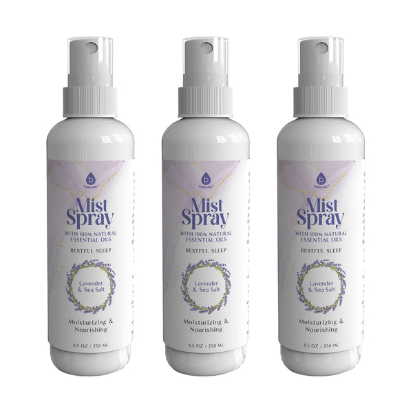 Pursonic Lavender & Sea Salt Aromatherapy Mist Spray Bundle – 3-Pack with 100% Natural Essential Oils