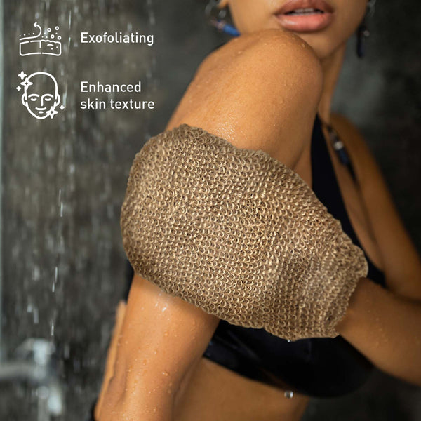 Pursonic Lavender & Sea Salt Mist Spray + Sisal Hemp Exfoliating Gloves + Bamboo Bath Body Brush Bundle