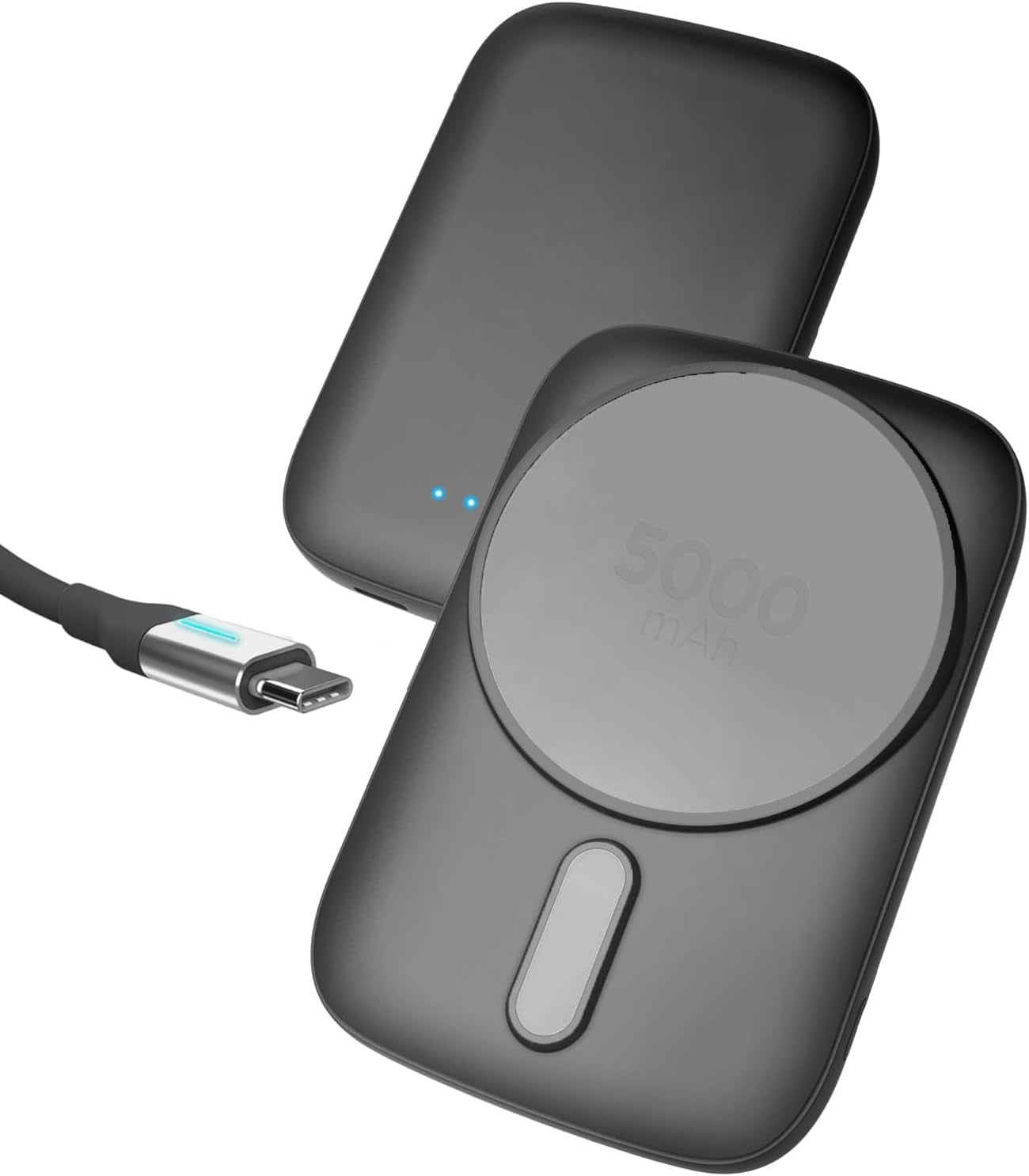 5000mAh Ultra-Slim Magnetic Power Bank for iPhone, Compatible with MagSafe - Fast Charging Wireless Portable Charger, USB C Input Battery Pack (for iPhone 13, 14, 15 Pro Max) Black