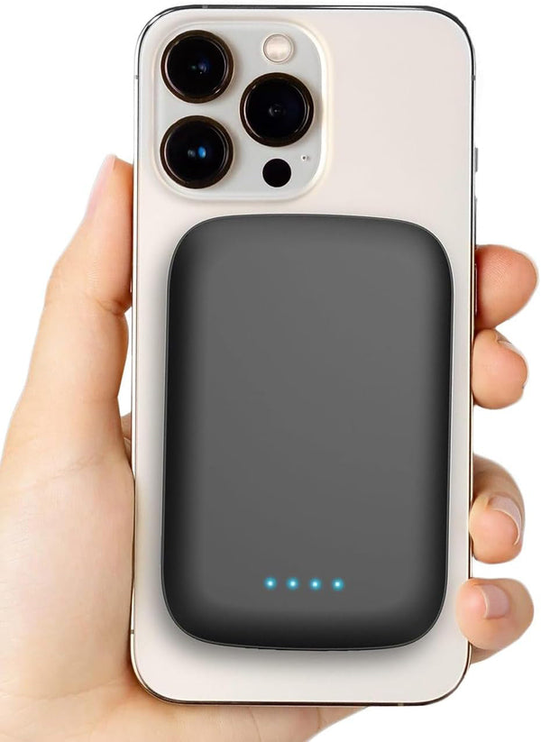 5000mAh Ultra-Slim Magnetic Power Bank for iPhone, Compatible with MagSafe - Fast Charging Wireless Portable Charger, USB C Input Battery Pack (for iPhone 13, 14, 15 Pro Max) Black