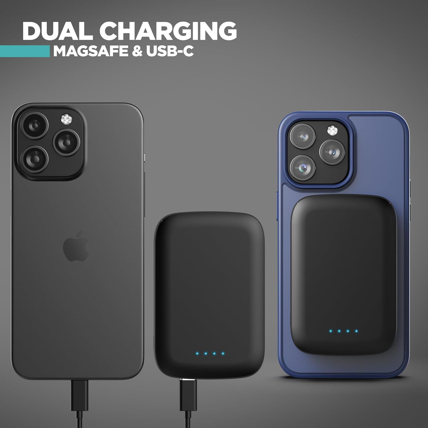 5000mAh Ultra-Slim Magnetic Power Bank for iPhone, Compatible with MagSafe - Fast Charging Wireless Portable Charger, USB C Input Battery Pack (for iPhone 13, 14, 15 Pro Max) Black