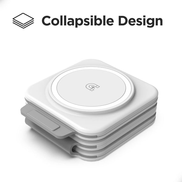 (2 Pack Set) Travel 3 in 1 Charging Station for Multiple Devices Apple Compatible Folding Magnetic Charger for AirPods, Apple Watch and iPhone (Compatible with MagSafe)