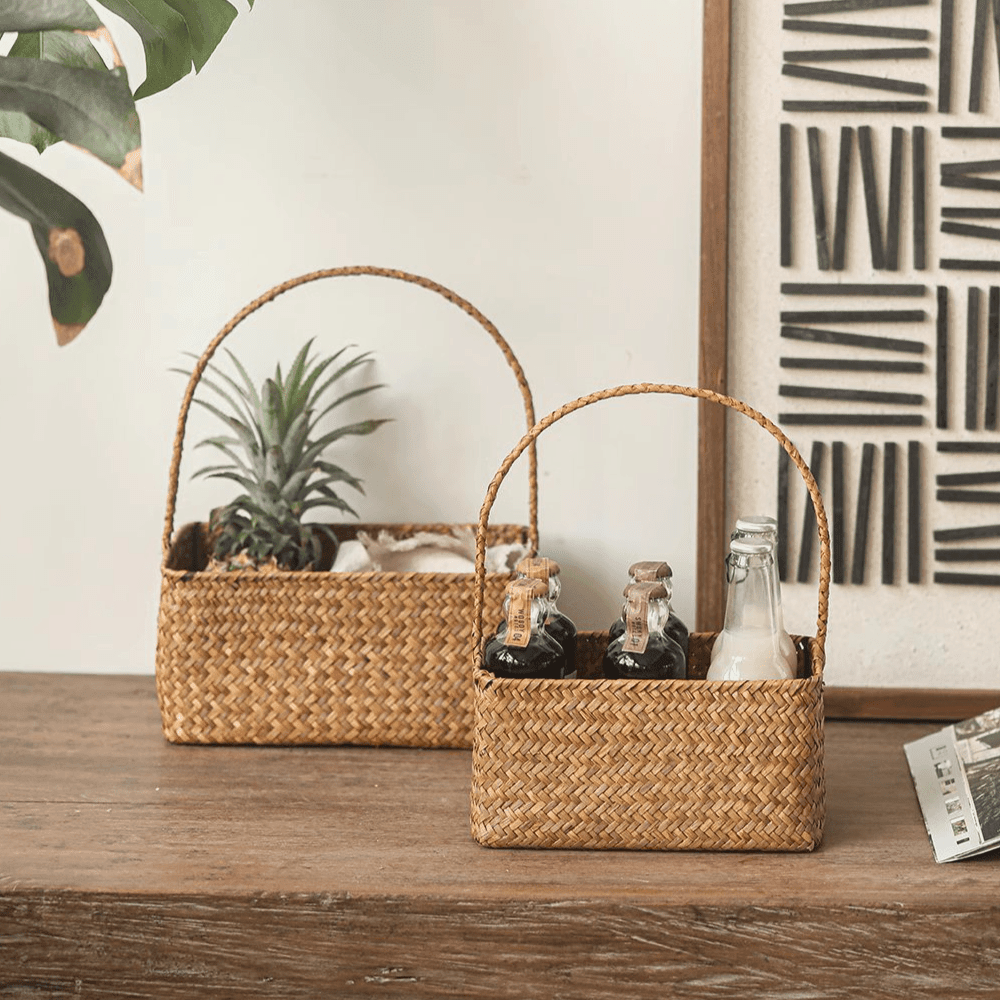 Rectangular Woven Carry Basket Organizer