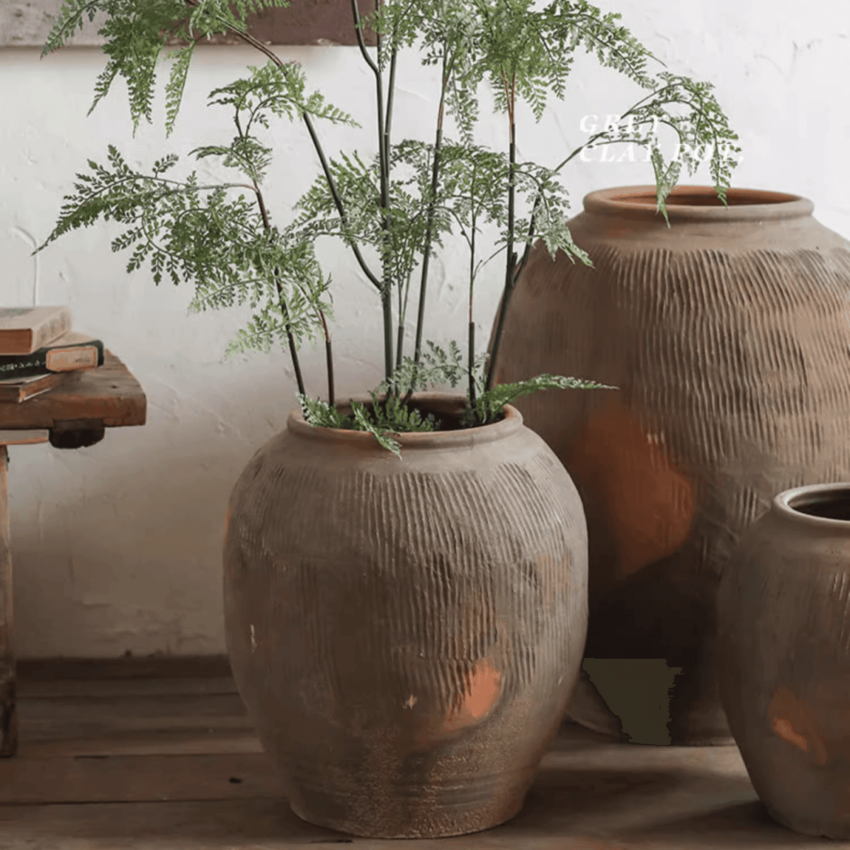 Round Earthenware Brown Pot