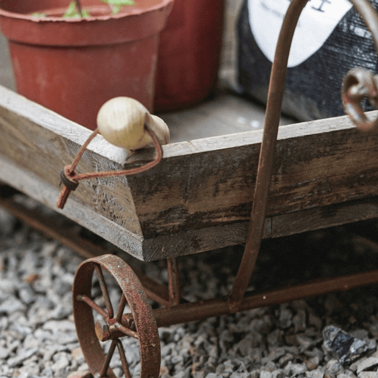 Small Decorative Wooden Wagon Flower Cart