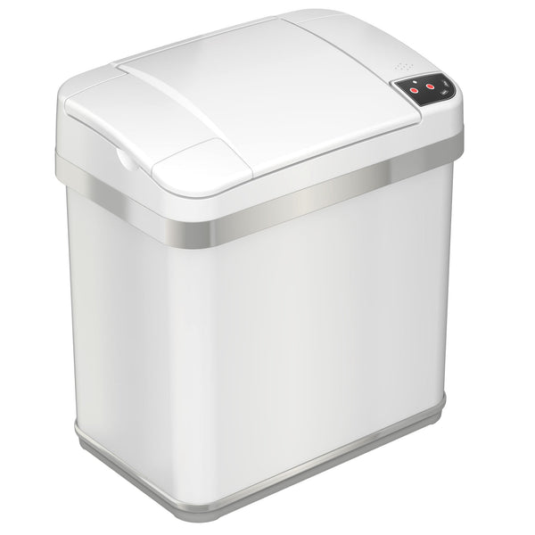 2.5 Gallon / 10 Liter Self-Contained Electric-Motor Sensor Trash Can with AbsorbX (White)