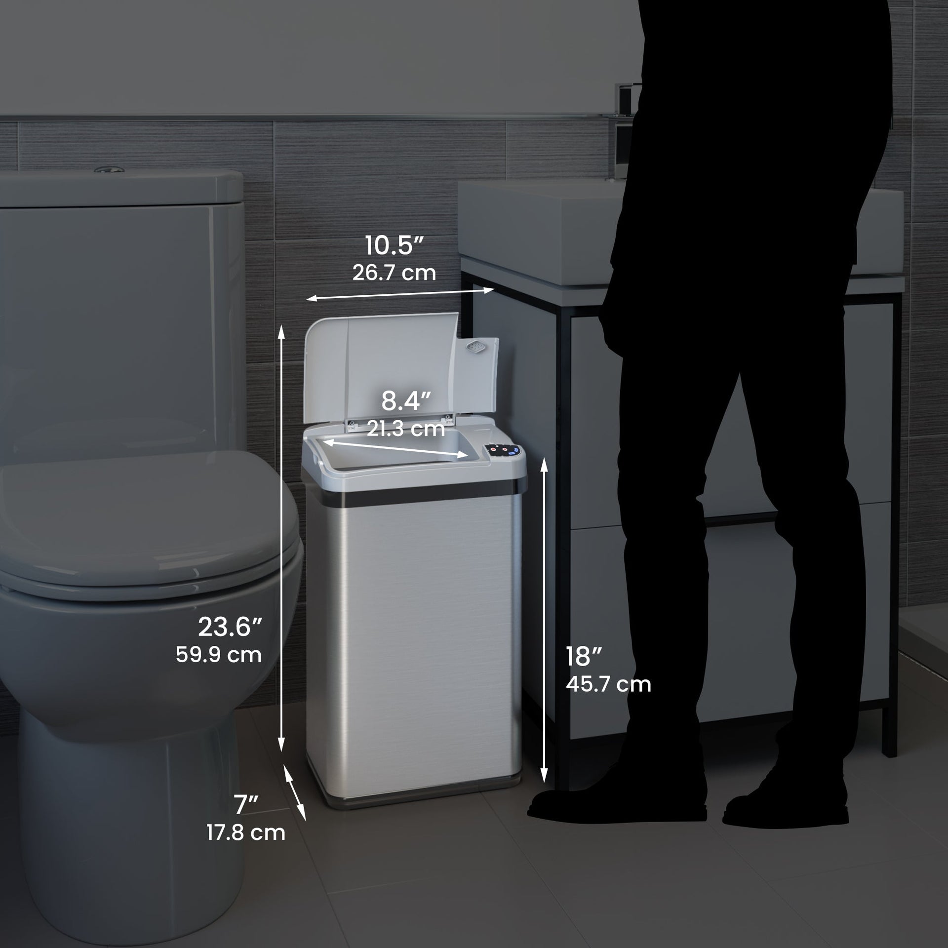 4 Gallon / 15 Liter Sensor Bathroom Trash Can