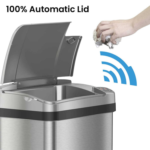 4 Gallon / 15 Liter Self-Contained Electric-Motor Sensor Trash Can with AbsorbX (Silver)