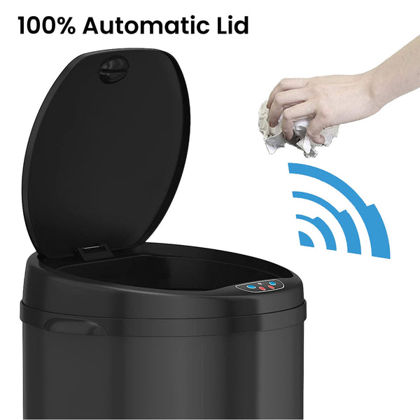 8 Gallon / 30 Liter Round Self-Contained Electric-Motor Sensor Trash Can with AbsorbX (Black)
