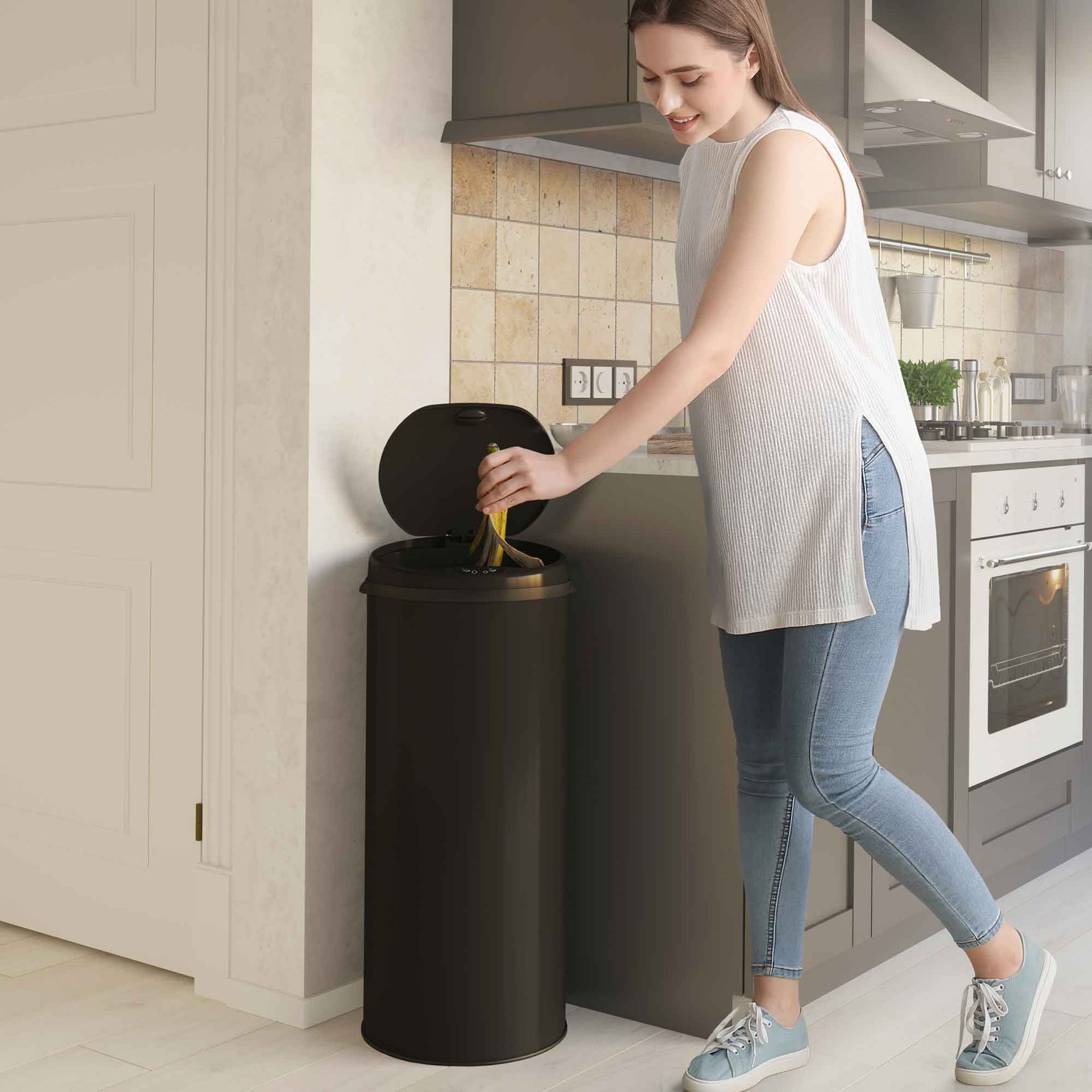 13 Gallon  Black Sensor Trash Can