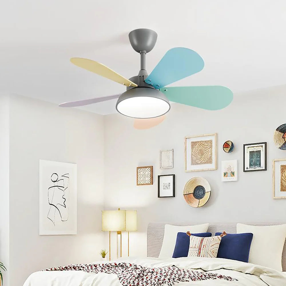 Macaron Colorful Round Ceiling Fan Light