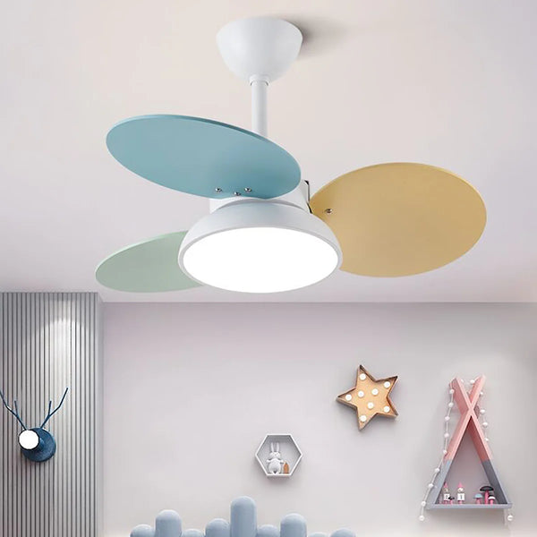 Macaron Colorful Round Ceiling Fan Light