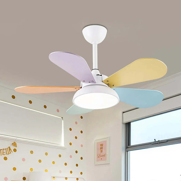 Macaron Colorful Round Ceiling Fan Light