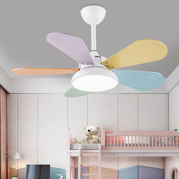 Macaron Colorful Round Ceiling Fan Light