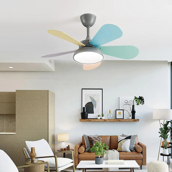 Macaron Colorful Round Ceiling Fan Light