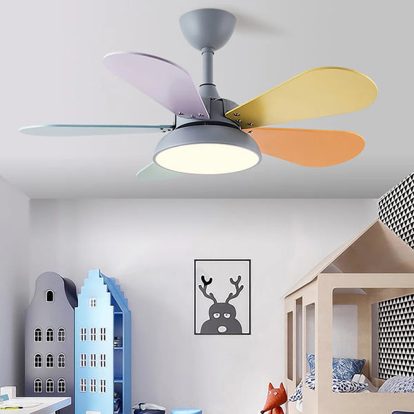 Macaron Colorful Round Ceiling Fan Light