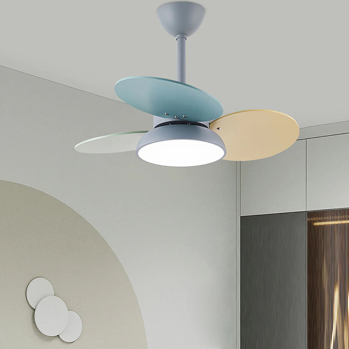 Macaron Colorful Round Ceiling Fan Light