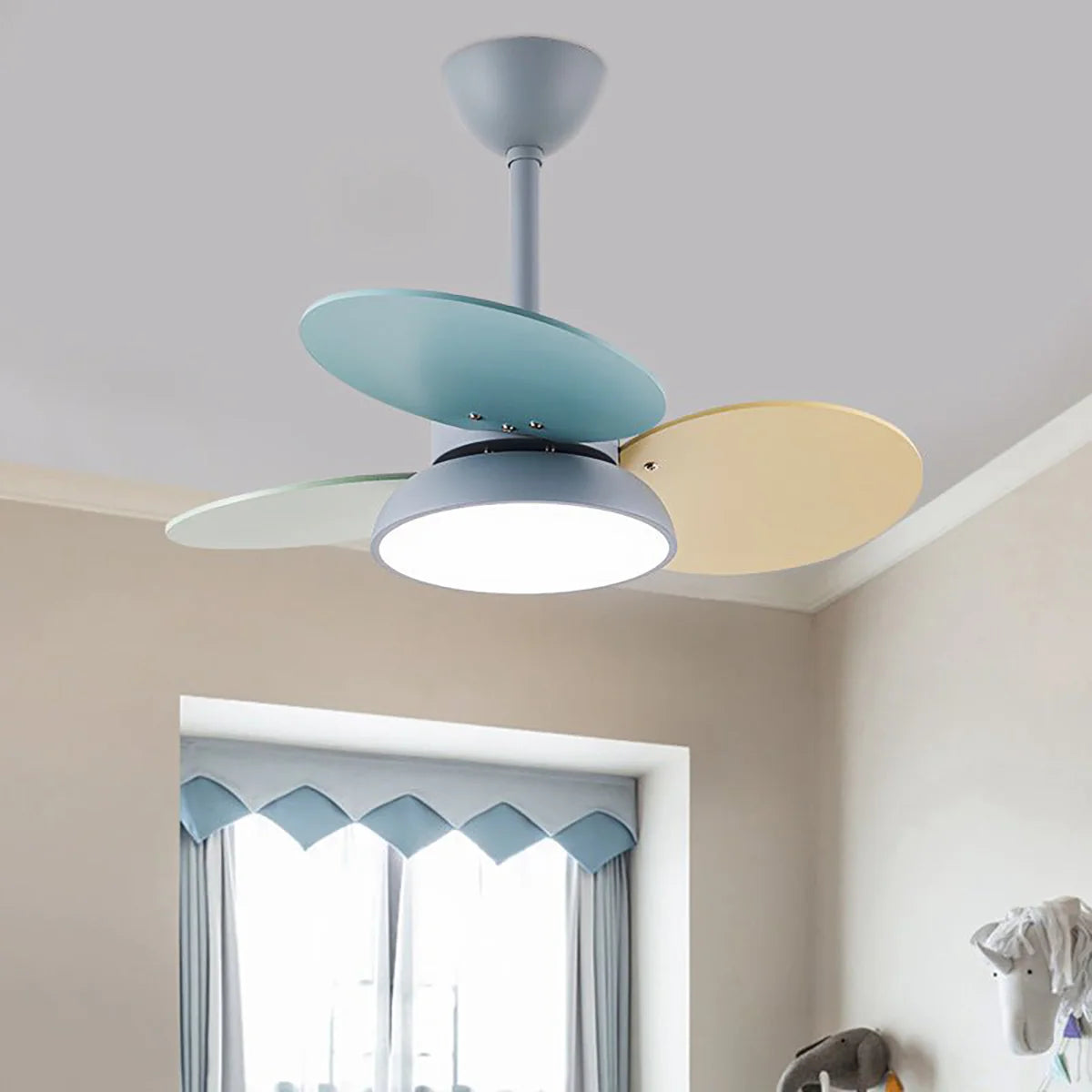 Macaron Colorful Round Ceiling Fan Light