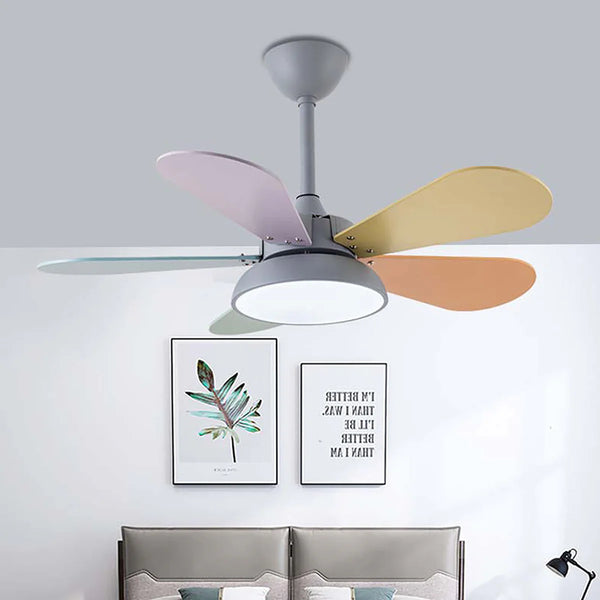 Macaron Colorful Round Ceiling Fan Light