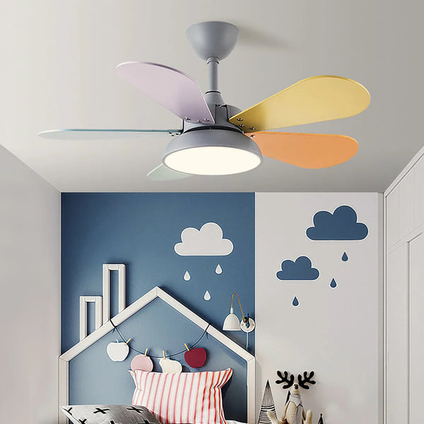 Macaron Colorful Round Ceiling Fan Light