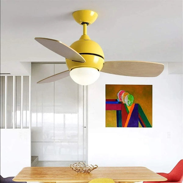 Macaron Wood Art Ceiling Fan Light