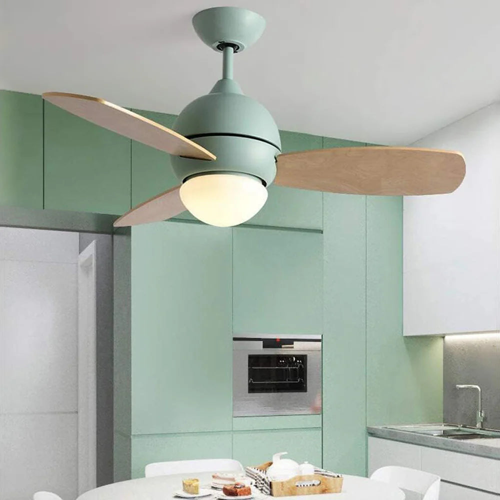 Macaron Wood Art Ceiling Fan Light