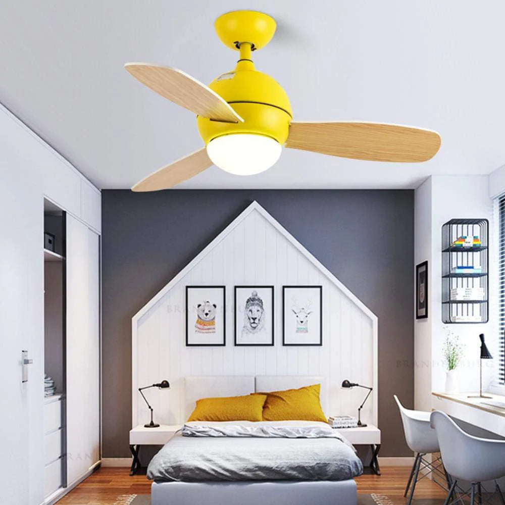 Macaron Wood Art Ceiling Fan Light