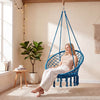 Macrame Swing Chair Hammock Chair with Round Seat Cushion-Blue