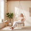 Macrame Swing Chair Hammock Chair with Round Seat Cushion-Beige