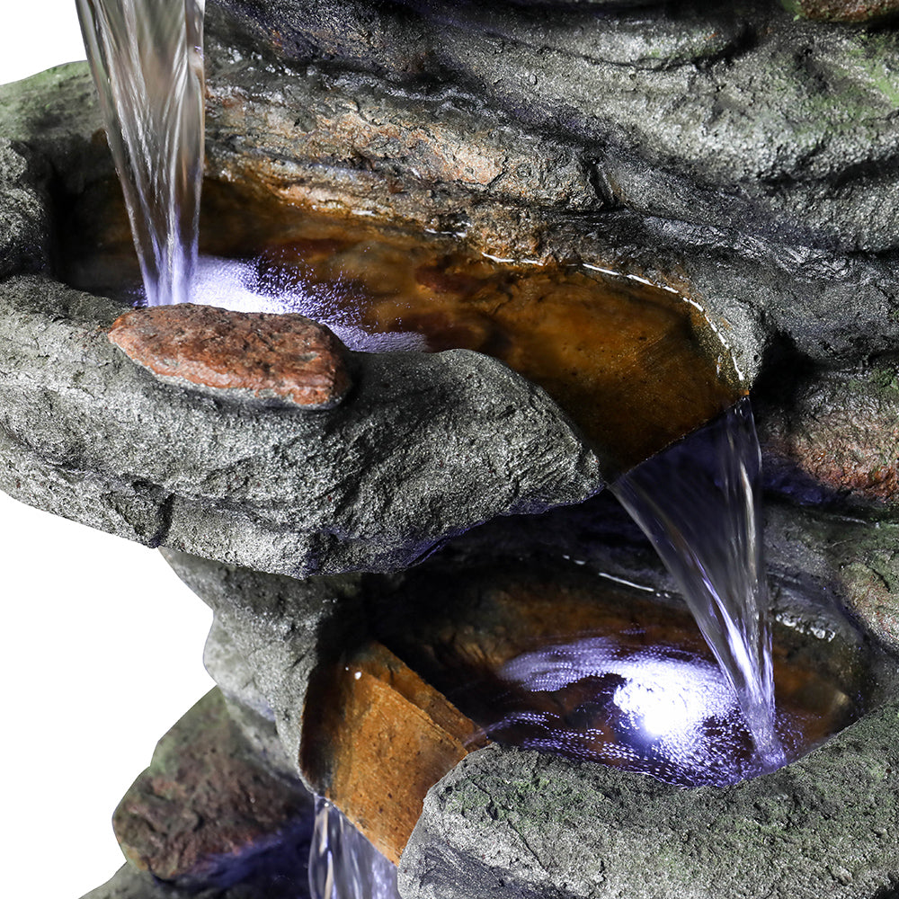 Resin Stacked Rock Outdoor Fountain 32 Inch Lit Water